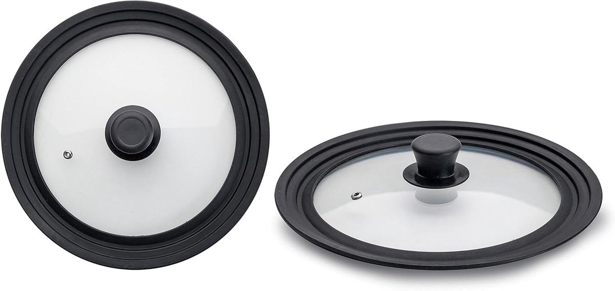 Glazen Pannendeksel - Universeel Deksel - Koken en Bakken - Met Stoomopening - 32 cm - Zwart