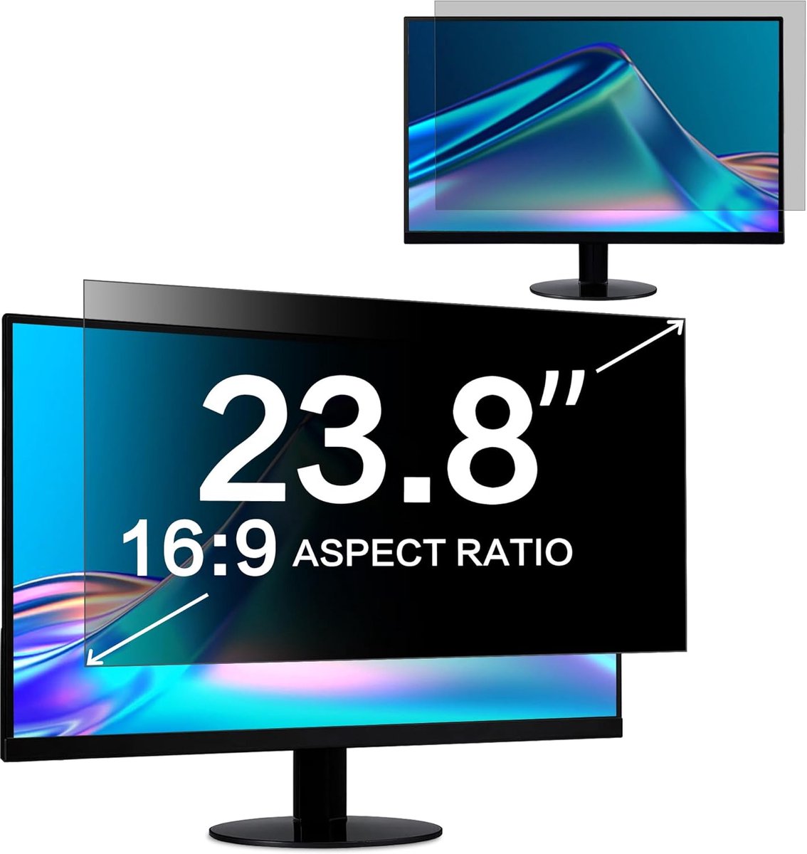Privacyfilter Monitor - Blauwlichtfilter Scherm - Beveiliging Werkplek - Verwijderbaar Ontwerp - 238 Inch 16:9 - Mat Zwart
