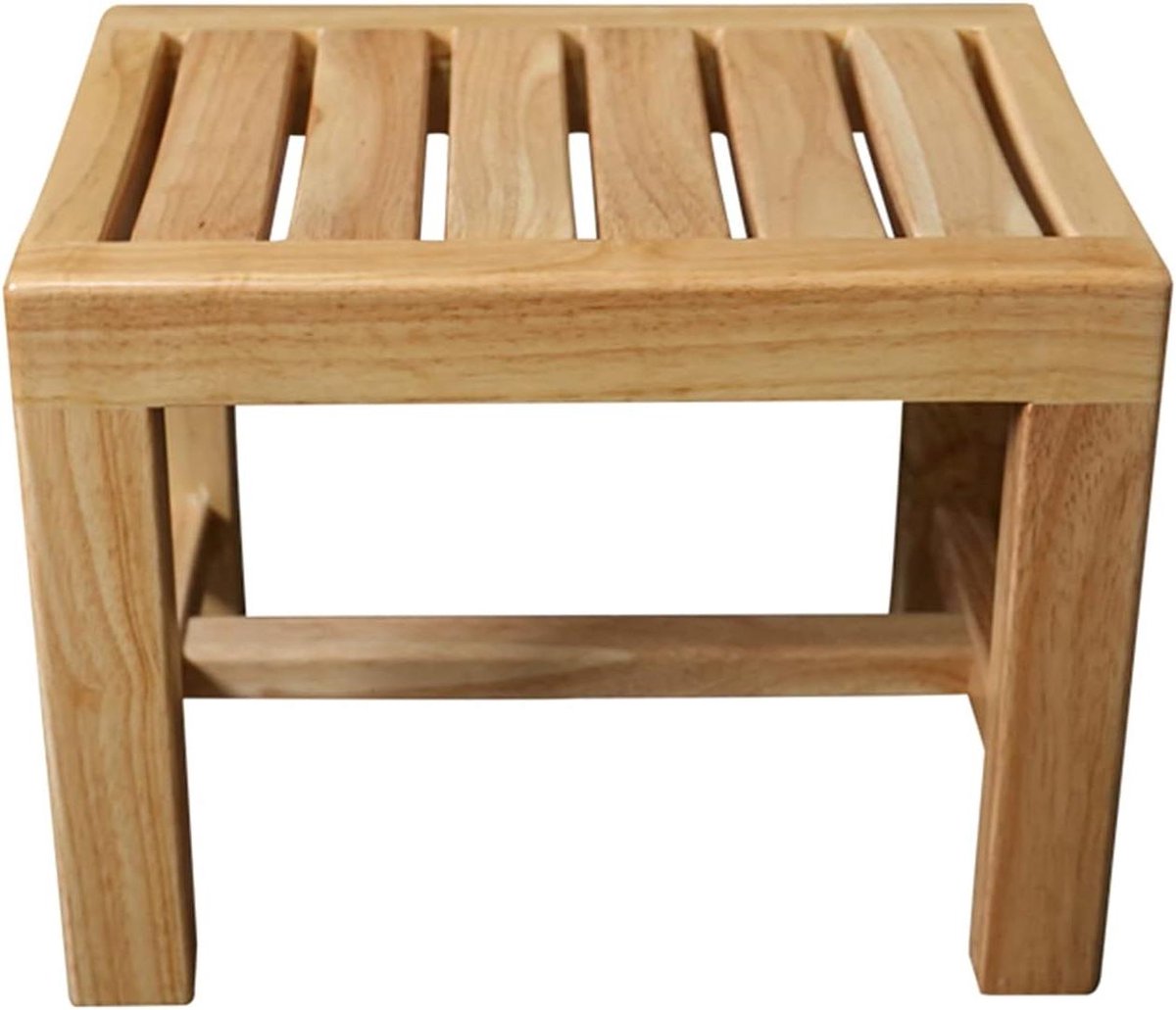 Douchebank Hout - Badkruk Stoel - Veilig Zitten - Antislip Ontwerp - 42 x 28 x 43 cm - Natuurlijk Hout