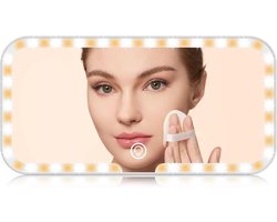 tekstap Vanity Spiegel met 3 Kleurtemperaturen LED Verlichting, Oplaadbare Zonneklep Touch Control Dimbare Auto Spiegel