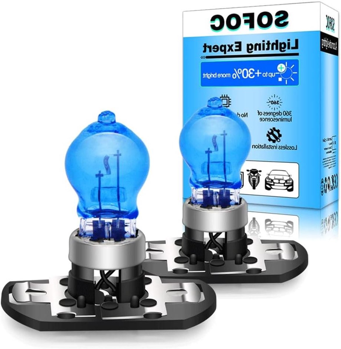 SOFOC - PH19W Auto dagrijverlichting knipperlichten mistlampen 12 V 19 W wit platte pinnen lamp 2 stuks