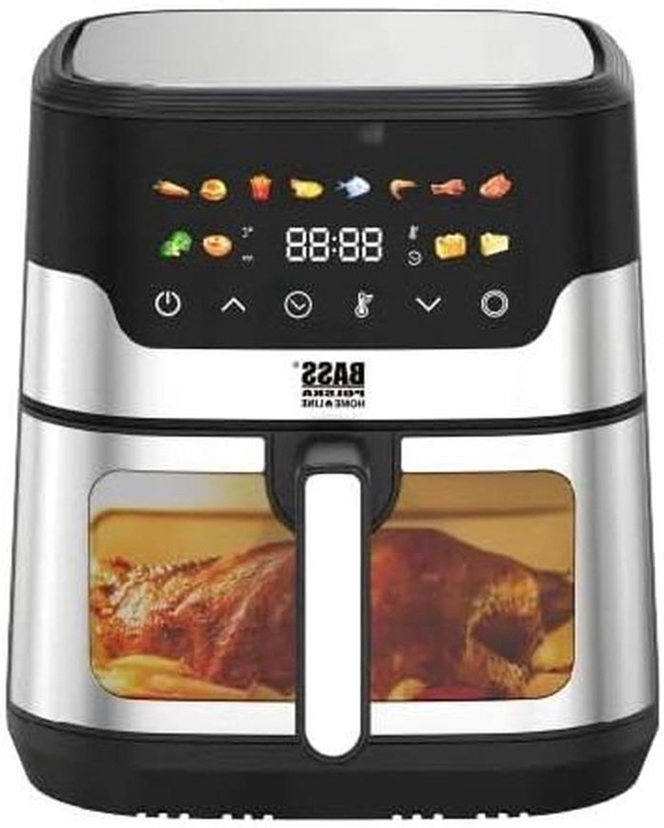Heteluchtfriteuse - Airfryer Frituurpan - Gezond Frituren - XXL Inhoud Kijkvenster - 9 Liter - Zwart Zilver
