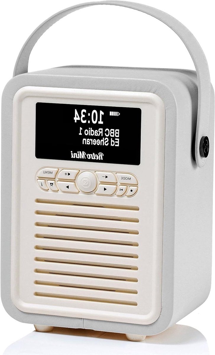 DAB Radio met Bluetooth - Digitale Wekkerradio - Muziek Luisteren - 60 Voorkeurzenders - Compact Formaat - Lichtgrijs