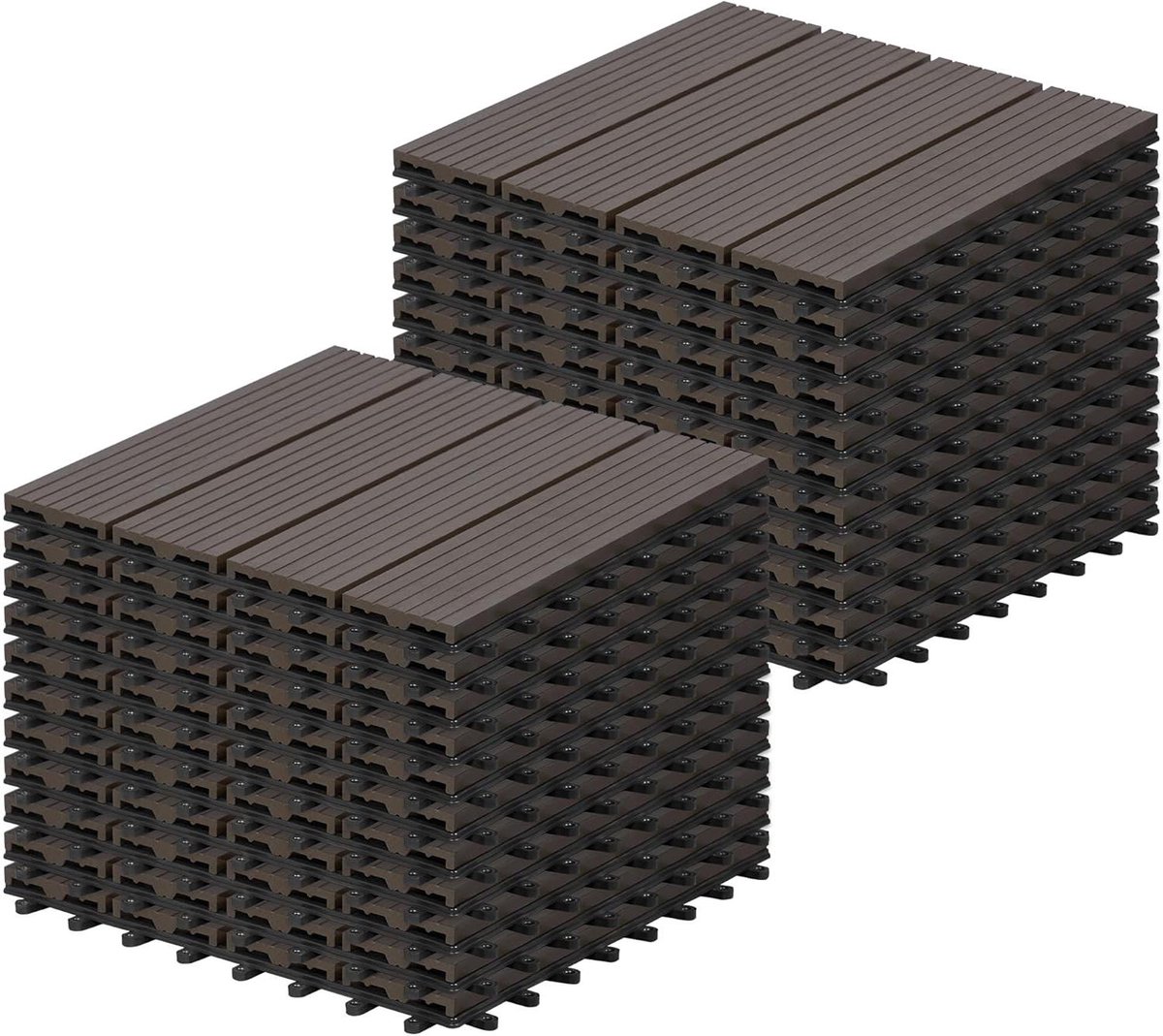 WPC Terrastegels - Balkontegels Kliksysteem - Terras Aanleggen - Klimaatbestendig Materiaal - 22 stuks 2 m² - Koffiebruin