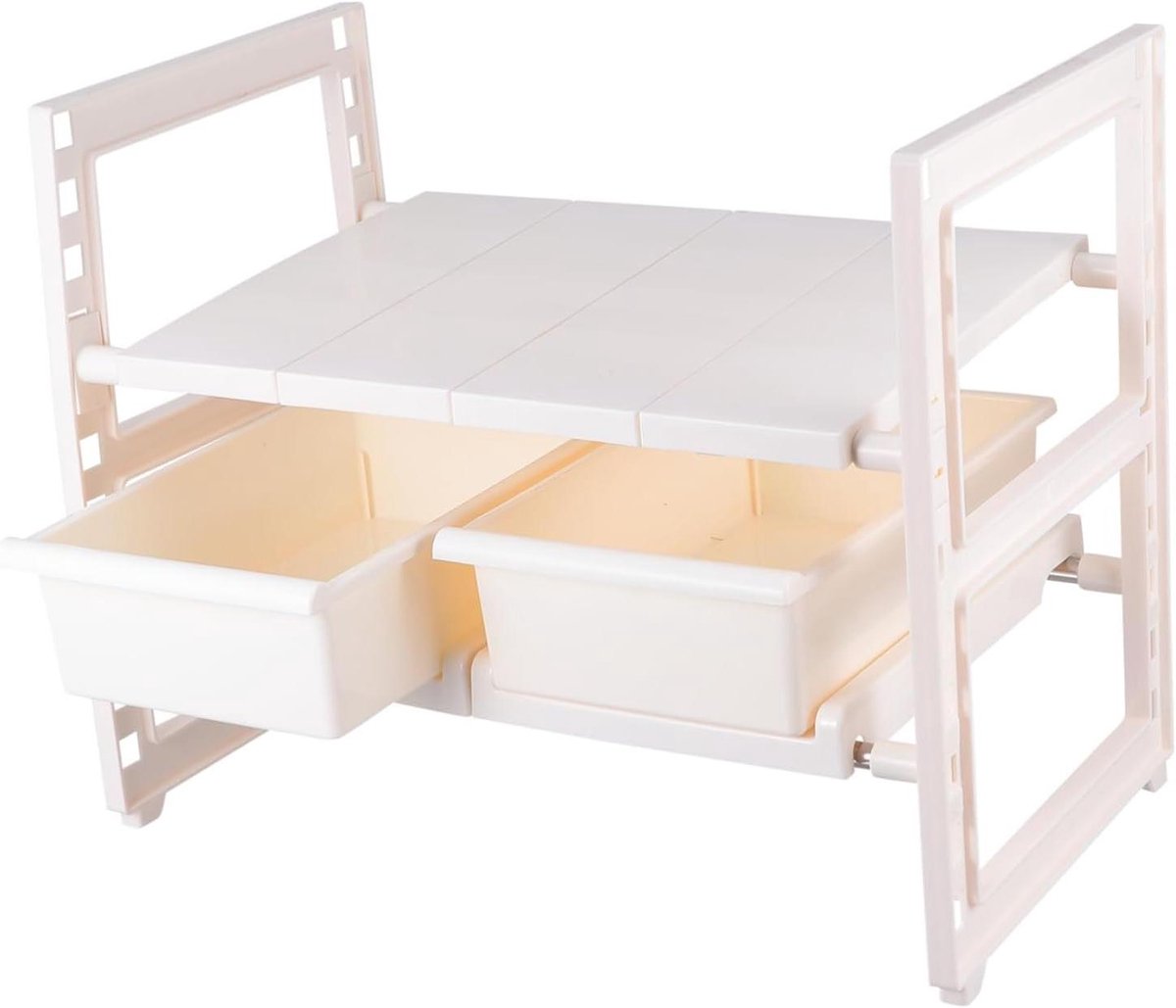 Keuken Organizer - Opbergrek Kast - Keuken Opbergen - Uitschuifbaar - 47x40x27.5CM - Wit