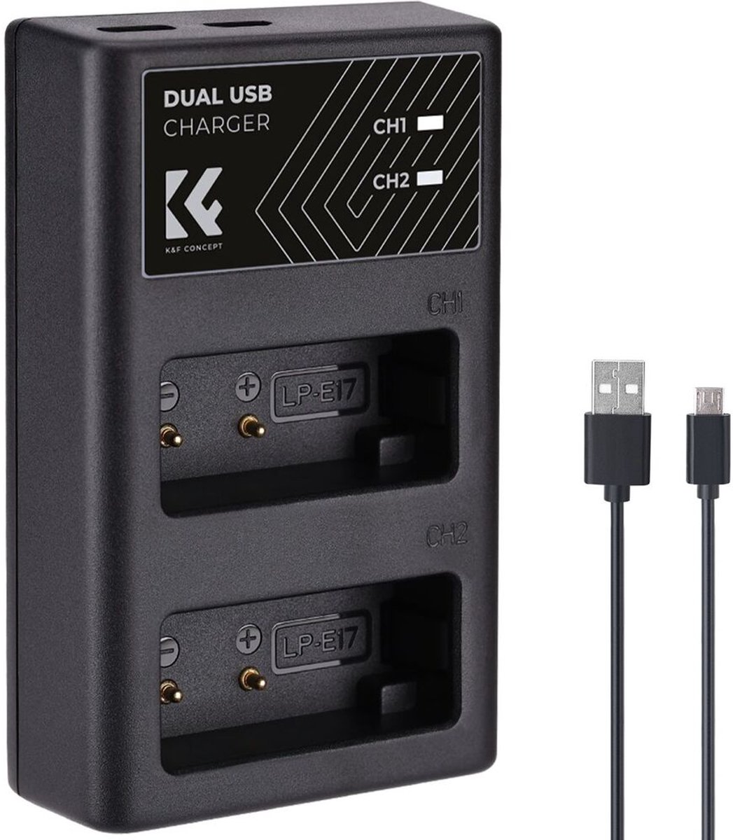 K&F Concept Dubbele batterijlader Canon LP-E17
