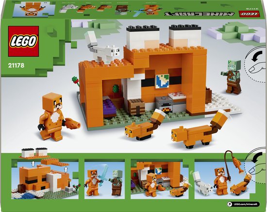 LEGO Minecraft 21178 Le Refuge du Renard, Jouet de Construction