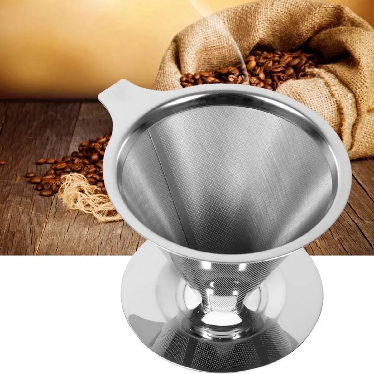 Koffiefilter van roestvrij staal met verwijderbaar filter van 600 mesh.