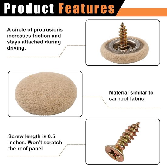 Reparatieset voor dakhemelbekleding, 50 stuks, autohemelstof, reparatieklinknagels met installatiegereedschap voor hangende bekleding (beige) — afbeelding 5