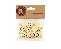 Decoratie smiley - witte smiley - knutsel smileys - 10 stuks - ca.1cm