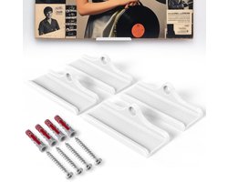 Mobilefox Gramophone plates wall bracket suitable for LP Disc Vinyl holder Universal 4 pieces set white