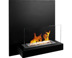 Hangende bio-ethanol haard BOARD zwart – moderne wandhaard met glas en 0,35L brander
