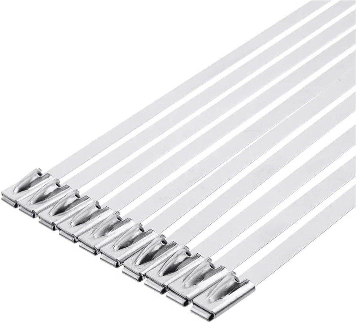 Roestvrijstalen Kabelbinders - Metaal Ritsbanden - Kabel Beheer - Hitte en UV Bestendig - 7.9x500mm x100st - Zilver