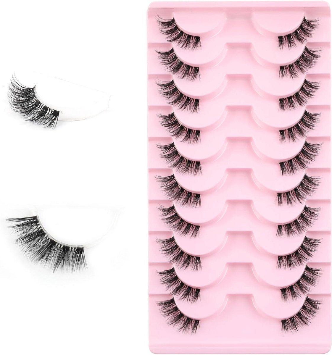 Halve wimpers - Waaiervormige wimpers - Natuurlijke look - Transparante band - 10 paar - Zwart