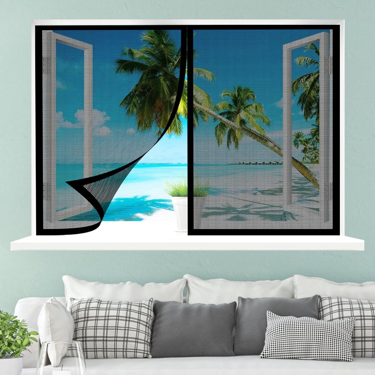 Raamhor - Insectenhor - Frisse lucht - Magnetische sluiting - 120 x 115 cm - Zwart