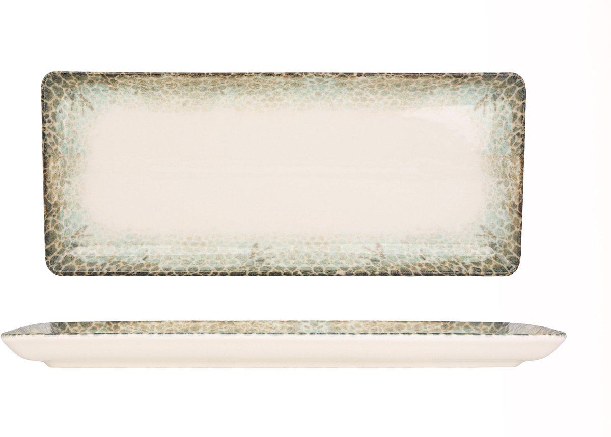 Kütahya Porselen Serveerschaal - Rust Green - Porselein - 35x15 cm - set van 2