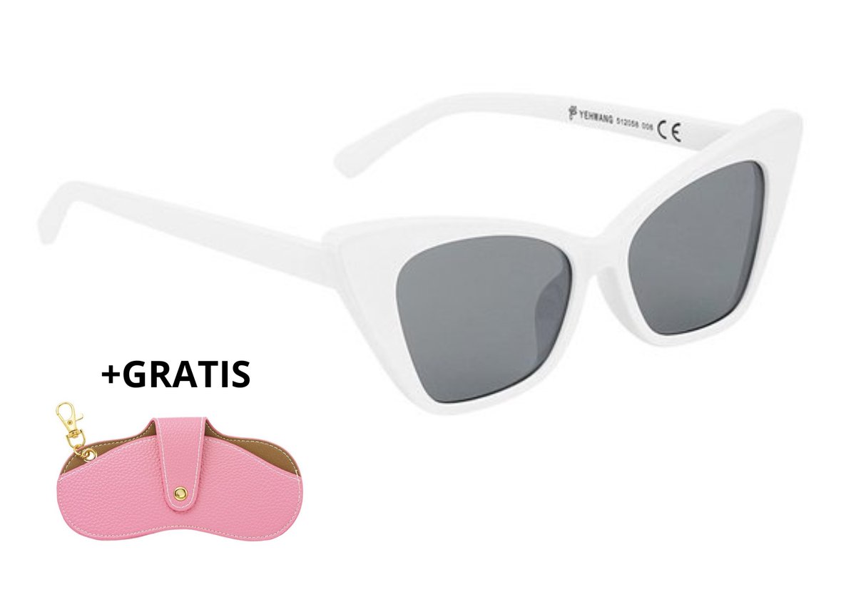 YWG - Zonnebrillen eenkleurig montuur - One size - Wit + GRATIS BRILLENHOES