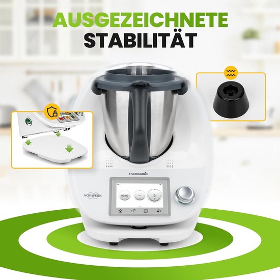 Glijplank voor Thermomix - Keukenmachine plank - Apparaat Verplaatsen - Met Wielen - 35 x 30 cm - Wit — afbeelding 2