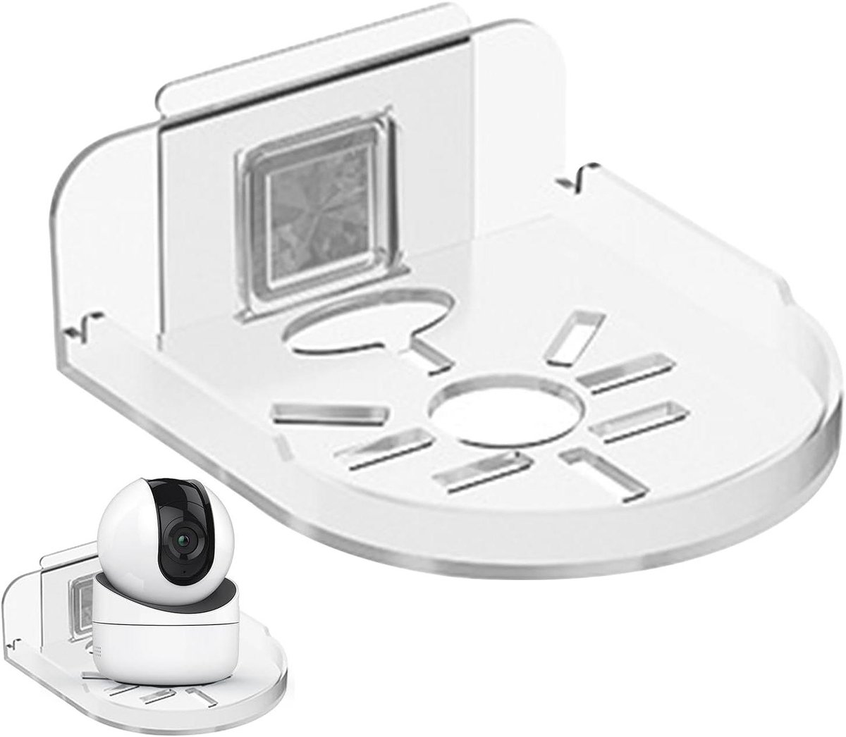 Camera Wandmontagebeugel - Beveiligingscamera Houder - Camera Beveiligen - Installatie Zonder Boren - 38 x 25 x 43 mm - Transparant