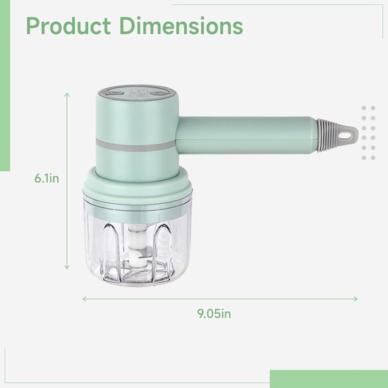 Oplaadbare Handmixer - Keukenapparaat - Eieren Kloppen - 2-in-1 Functie - 25 cm - Groen van Merkloos — afbeelding 3