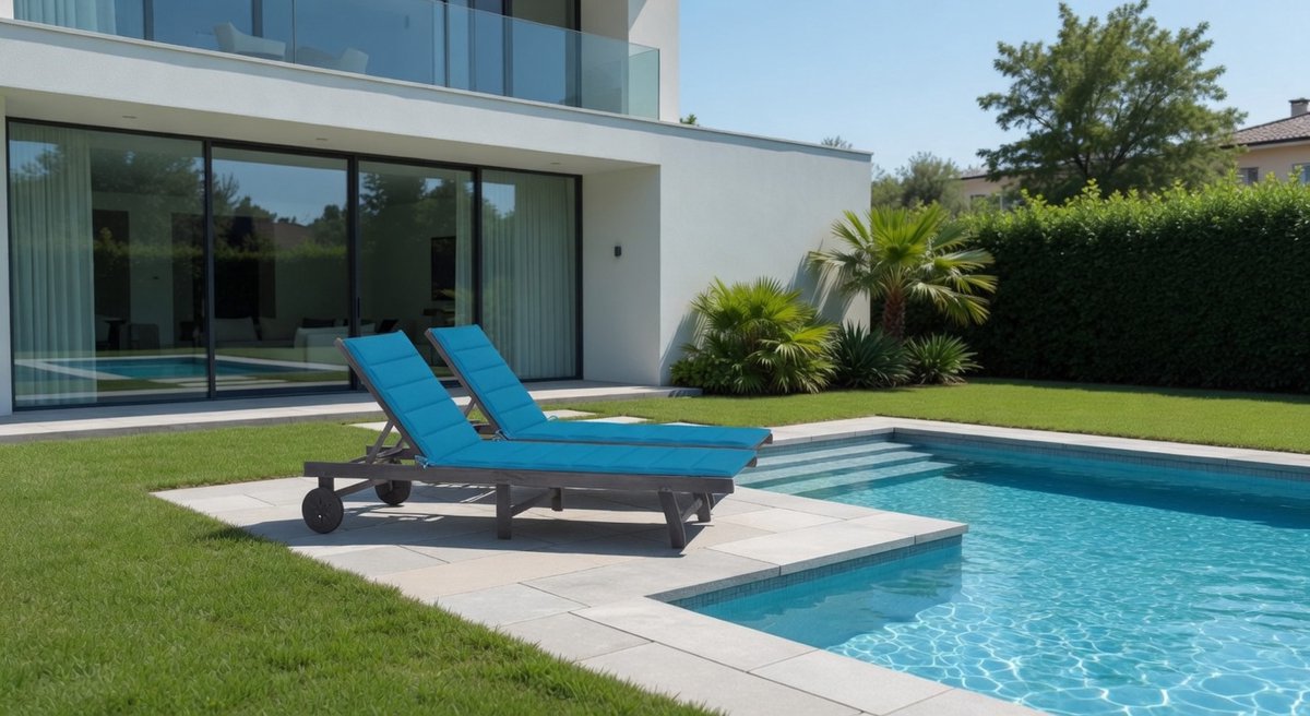 2-Person Sun Lounger with Cushion, Grey, Acacia Wood, Outdoor Solar Island with Roof, Garden Lounger, Island, Garden Furniture - 3061393-Industrohome