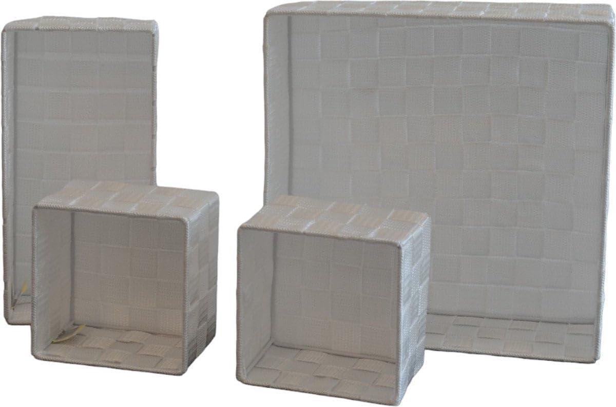 Opbergmand Gevlochten - Lade Organizer Mandjes - Spullen Ordenen - Complete Set - 4 Stuks - Wit