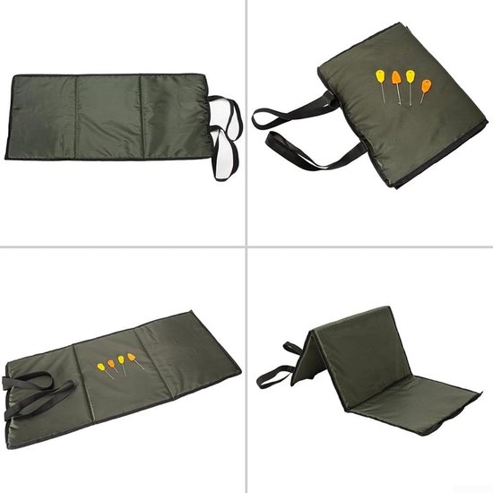 Opvouwbare onthaakmat - Vis landingsmat - Vissen beschermen - Compleet met aasnaalden - 80 x 35 cm - Groen of Zwart — afbeelding 2