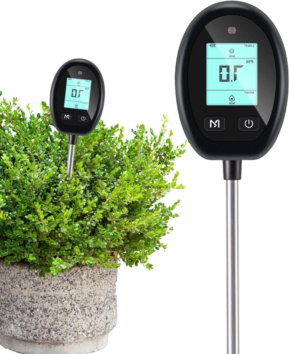 Bodemmeter | Plant pH-tester voor bodem-6-in-1 bodemvochtmeter, digitale pH-meter voor bodemvochtplantentemperatuur, bodemtestmeter Betrouwbare prestaties
