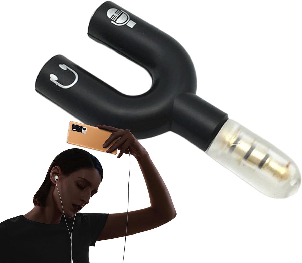 Koptelefoon Splitter - Audio Adapter - Audio Delen - Twee Aansluitingen - 5.5x3.1cm - Zwart
