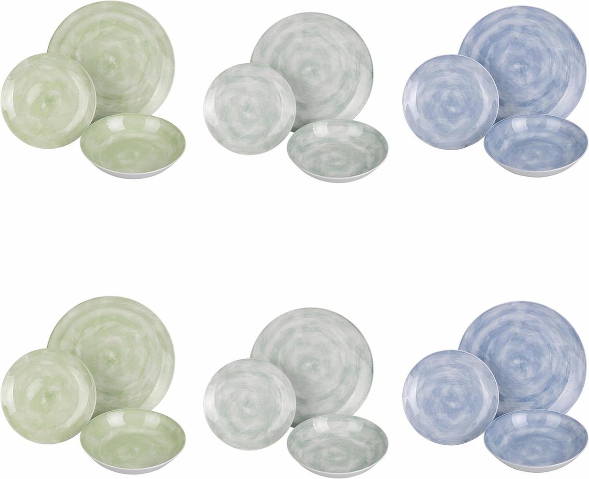 Tafelservies 18-delig - Porseleinen servies - Dineren met gasten - Vaatwasserbestendig - 6 personen - Veelkleurig