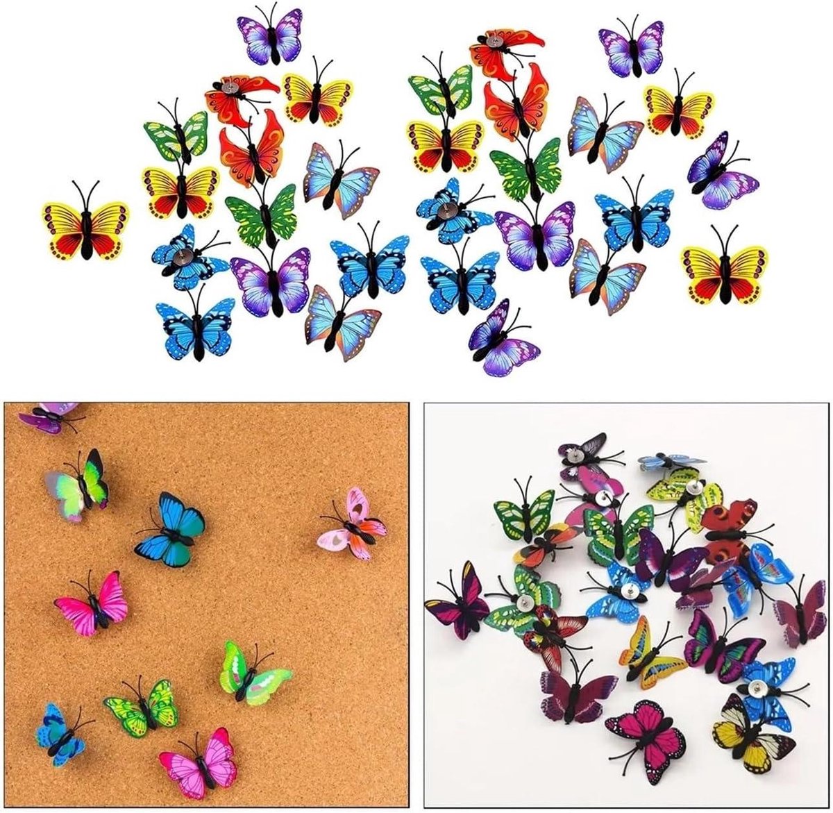 Duim Spelden - Leuke Tacks - Kantoor Organisatie - Vlinder Vorm - 60 Stuks - Multicolor