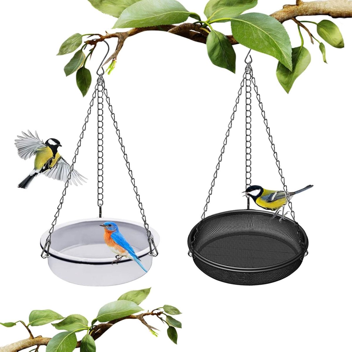 Hangend Vogelbad Voederbak - Vogelvoederstation Buiten - Vogels Voeren - Zwaar Gebruik - 1 Aantal - Zwart