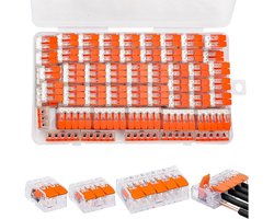 90 Stuks - Kabelverbinder - Snelkoppelingsdraadverbinders met 2, 3 en 5 poorten - Gel connector - PVC geïsoleerd - Kabelbox - Kabeldoos - Compacte insteekverbinders - Herbruikbare koperen elektroden - Voor thuisgebruik, auto's, campers en boten