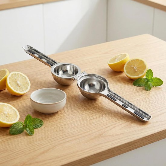 Handmatige Citruspers - Limoenpers Staal - Sap Maken - Ergonomisch Handvat - 7.5 cm - Zilver — afbeelding 2