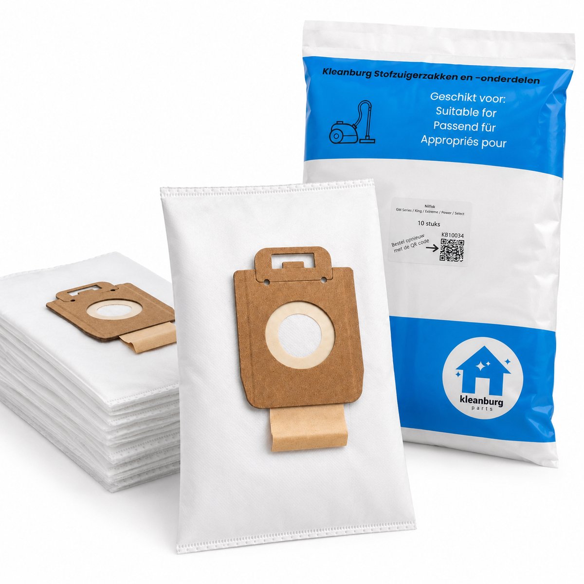 Kleanburg Stofzuigerzakken geschikt voor Nilfisk Extreme, King, Elite, Power en Select, 10 stuks, microfiber, met hygiënesluiting