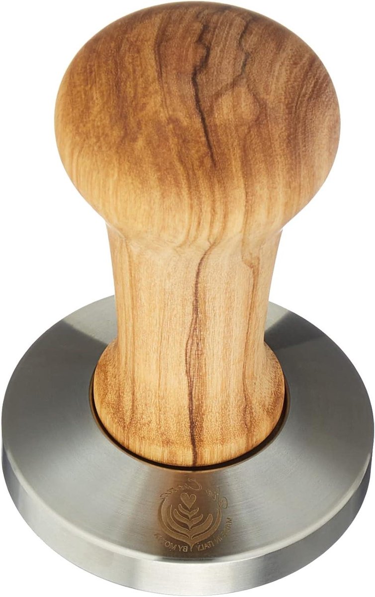 Koffie Tamper - Espresso Stamper - Perfecte Espresso - Olijfhouten Handvat - 58.5 mm - Natuurlijk Hout