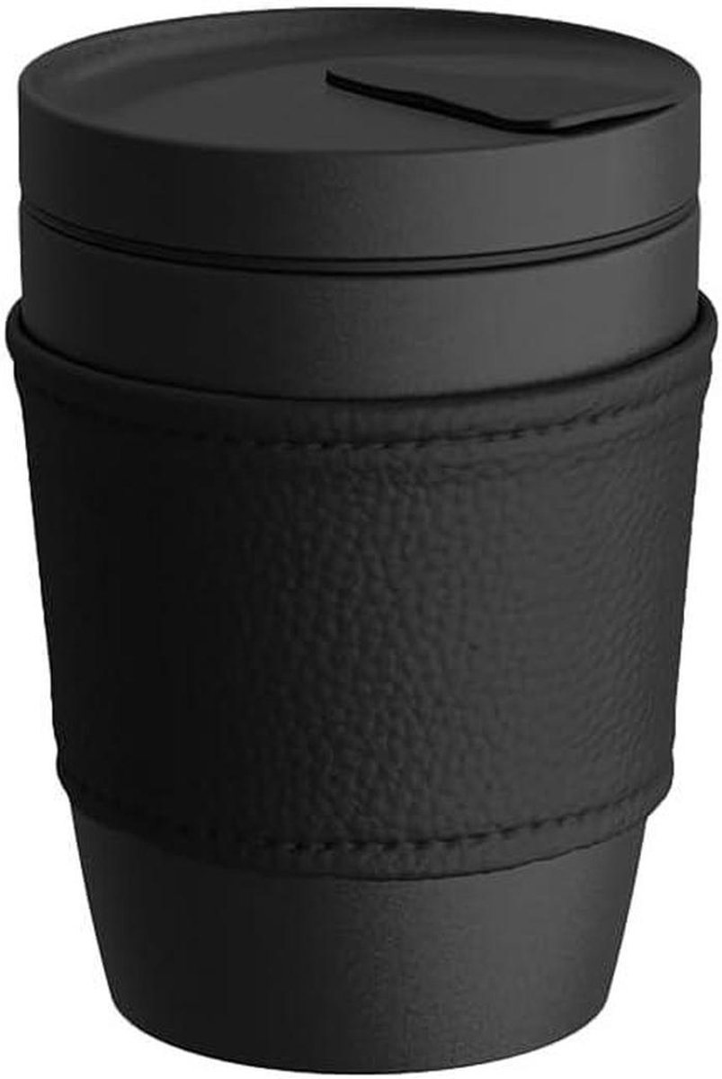 Koffiebeker To Go - Herbruikbare Mok - Genieten Onderweg - Volledig Keramisch Deksel - 290 ml - Mat Zwart