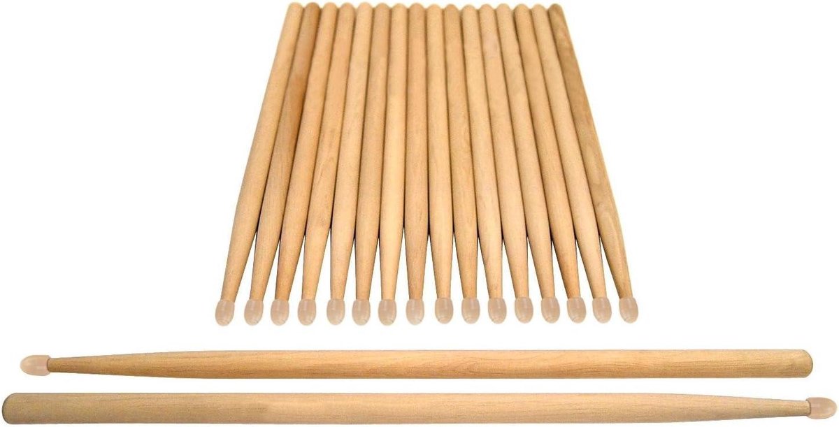 Drumstokken - Percussie stokken - Muziek maken - Nylon tip - 10 stuks - Natuurlijk