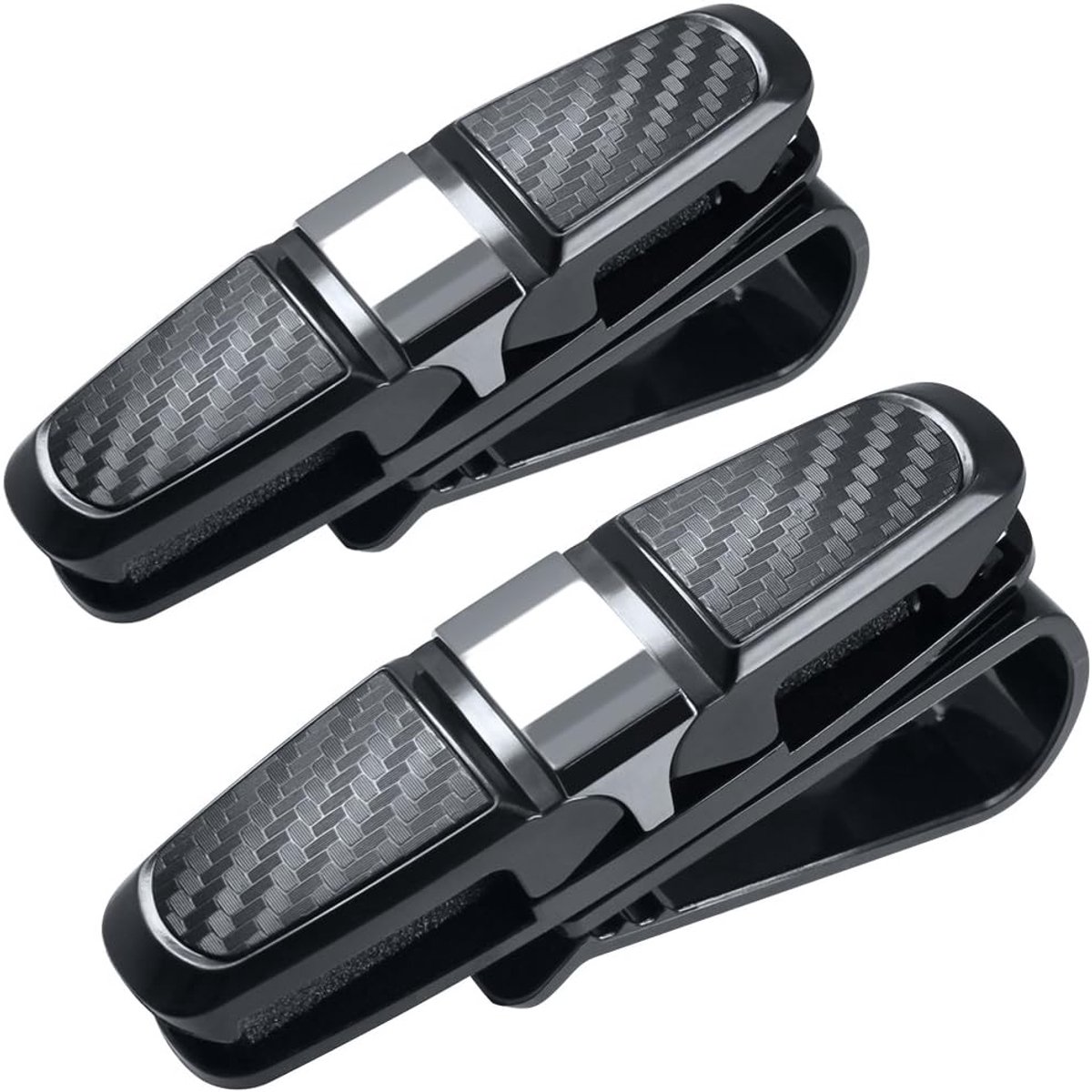 carmdering - Autobrilhouder - Zonneklep Brilclip - Multifunctionele Houder - Bidirectioneel Opslag - 180 Graden Rotatie - ABS Materiaal - Krasbestendig Design - Universele Pasvorm Voor Auto Vrachtwagen SUV - 2 Stuks - Zilver