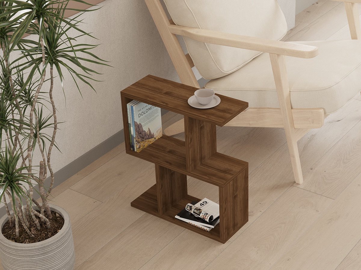 Skye Decor , Bijzettafel, Zet - Walnut, Gemelamineerde spaanplaat, Walnoot, 45 x 17 x 51,4 cm Okkernoot