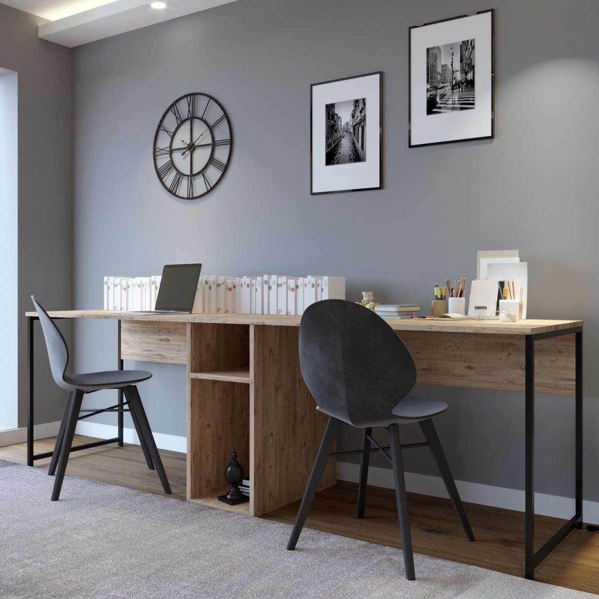 Ikili Bureau | 100% MELAMINE | Eiken - Emob - Bureau - Bruin - Melamine; Spaanplaat