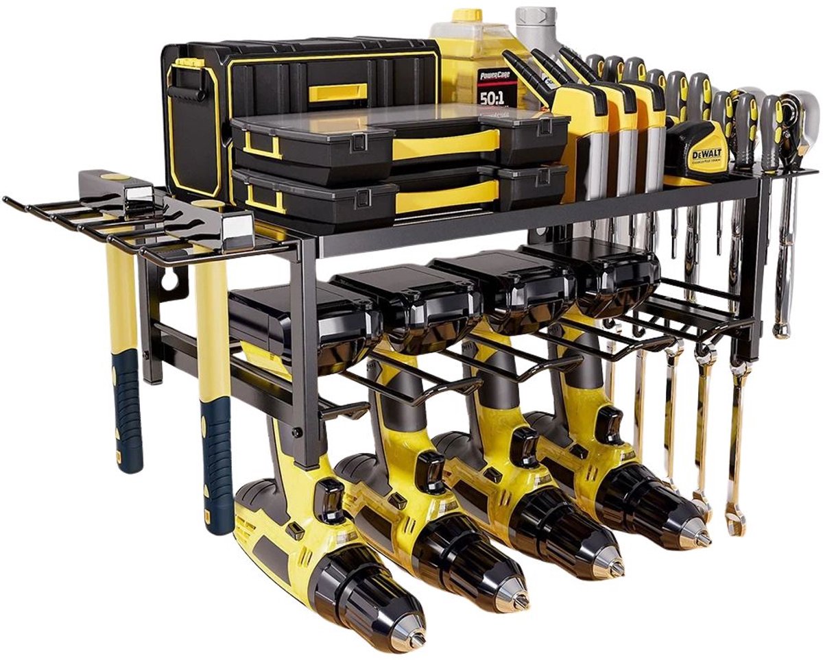 Emvae Gereedschapwand - Gereedschap Organizer - Power Tool Organizer - Wandgemonteerd Opbergrek - 2 Lagen - IJzer