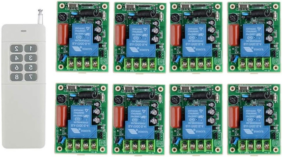 Draadloze afstandsbediening met 8 kanalen voor waterpomp, motor en LED verlichting - 30A, 3000W, AC220V, onafhankelijk beheer van meerdere apparaten