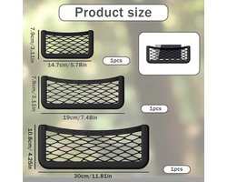 Auto opbergnet set 3 stuks – elastisch zelfklevend auto organizer net – zwart – 3 maten bagagenet voor kofferbak en interieur – ideaal voor telefoon, kabels en accessoire
