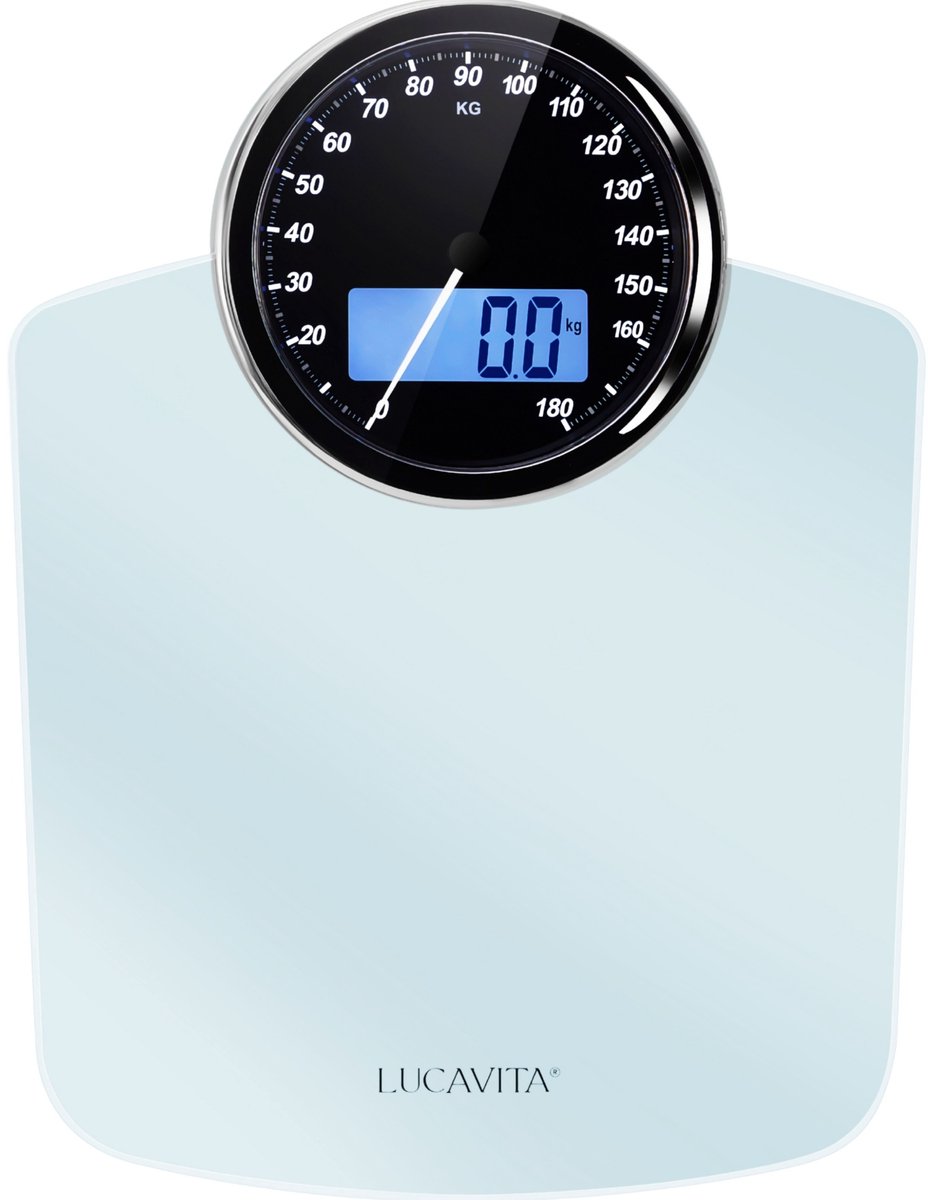 LUCAVITA® Personenweegschaal Dual Display Retro met Meetlint Lichaam - Digitaal - Analoog - Analoge - Vintage