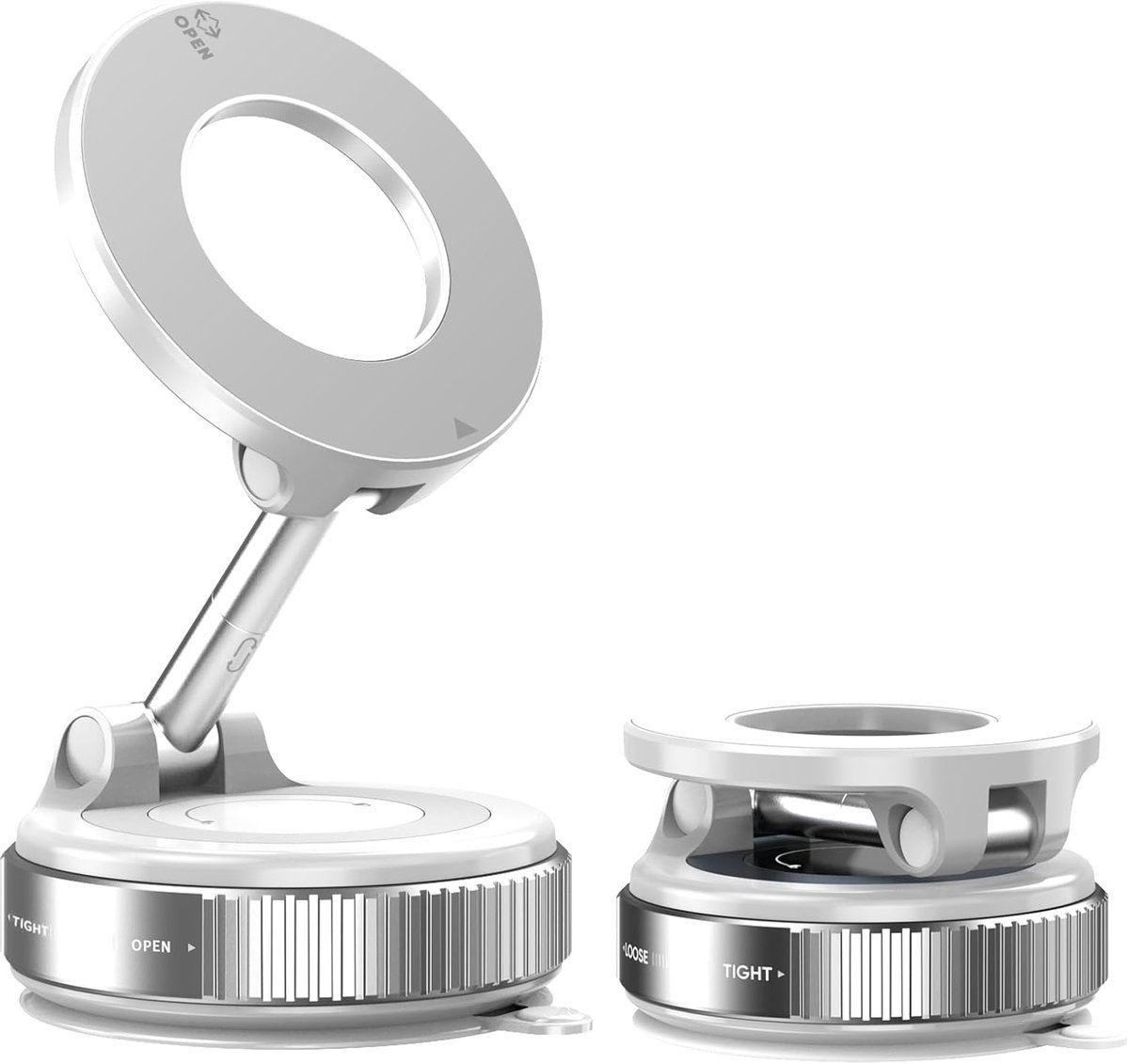 Magnetische Autotelefoonhouder 360° Verstelbaar Inklapbaar - Zuignap Met Draaivergrendeling, draagbare opvouwbare magnetische houder van aluminiumlegering