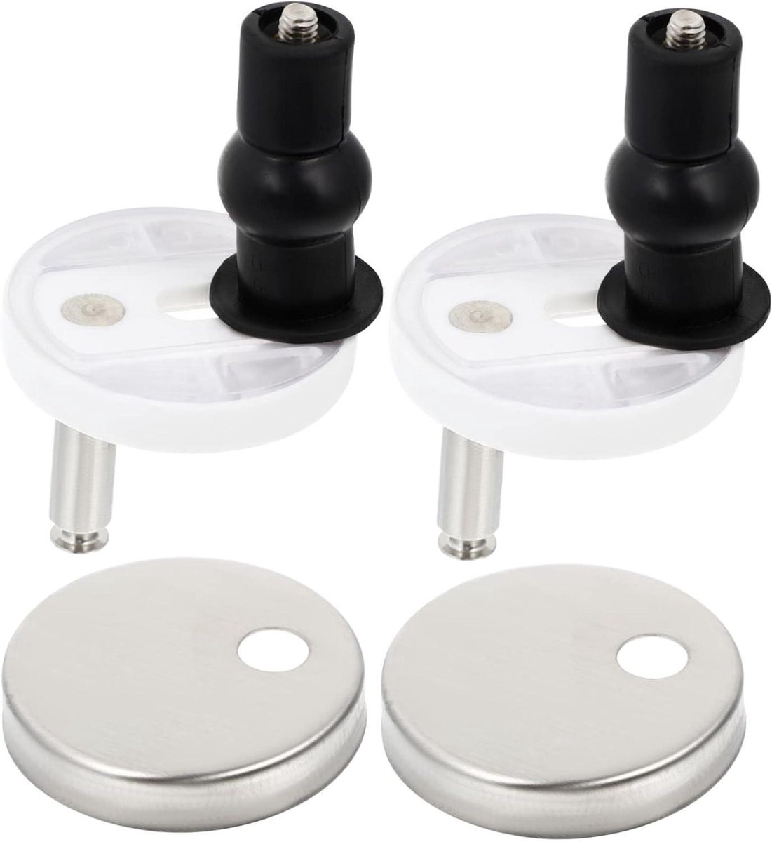 Toiletzitting Bevestigingsset - Scharnier Reparatie - Toilet Reparatie - Snelontkoppelbare Scharnieren - 7.5 x 1 cm - Zwart
