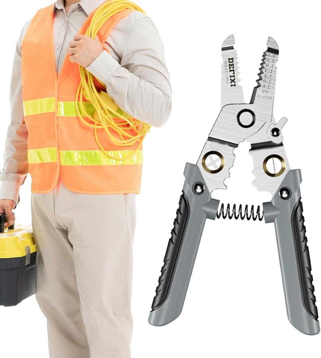 Elektrische Striptang - Bedradingsgereedschap Stripper - Kabels Strippen - Antislip Controle - 18 cm - Grijs