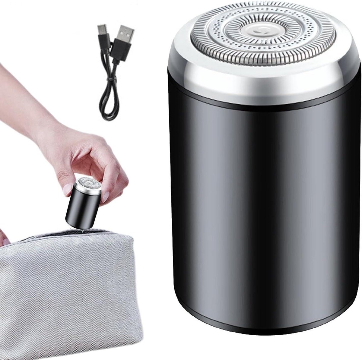 Elektrisch Scheerapparaat - Mini Trimmer - Draagbaar Scheren - Dubbele Ring Net - 5.8 x 3.8 cm - Zilver