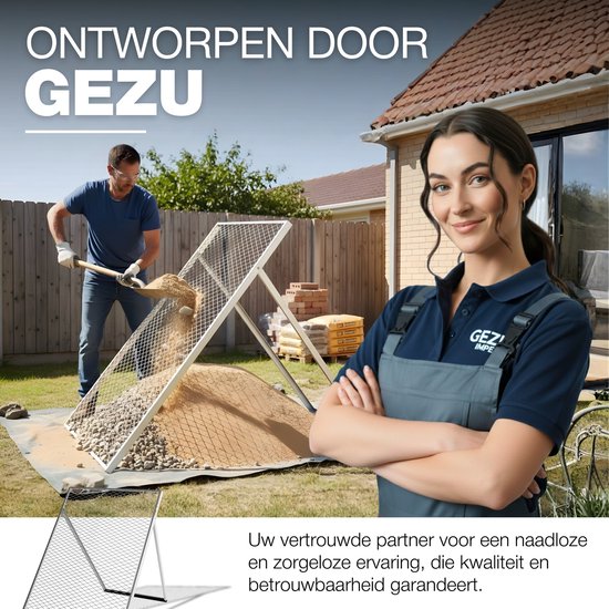 GeZu Impex Doorwerpzeef grondzeef | 100 x 60 cm Thermisch Verzinkt tuin groot zand compost zeef — afbeelding 3